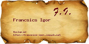Francsics Igor névjegykártya